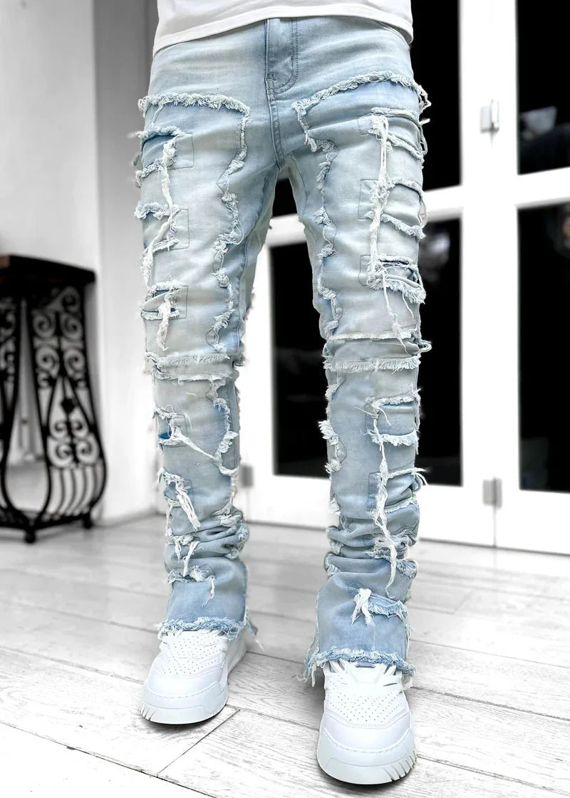 Men's Frayed Denim Jeans