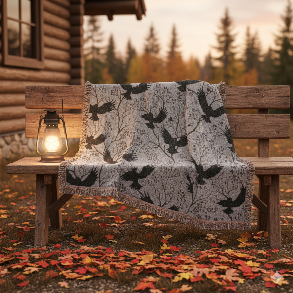 Mystic Raven Woven Blanket