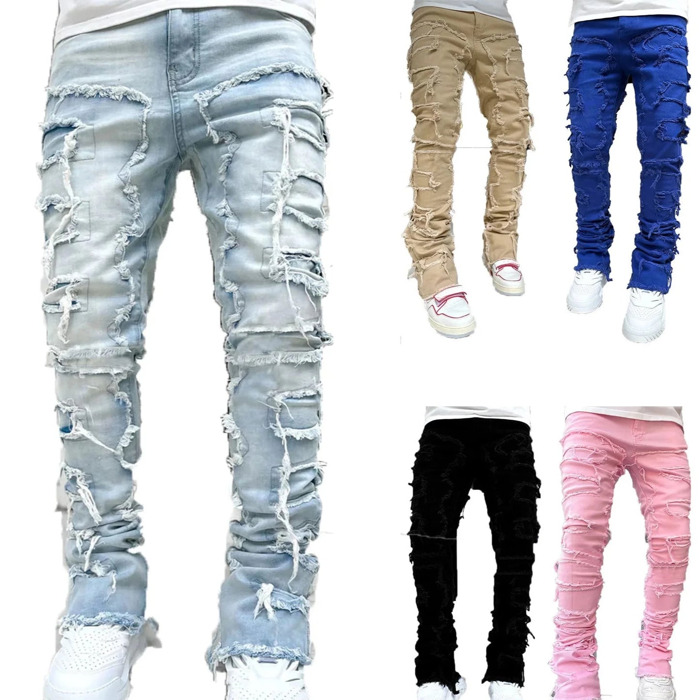 Men's Frayed Denim Jeans